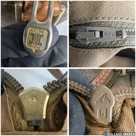 CELINE Paris Dream Logo Pochette Macadam Leather Brown Small Shoulder Bag - Picture 9 of 16